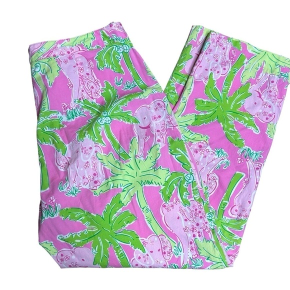 Lilly Pulitzer Taboo pink elephant crop pants 2 - Picture 1 of 5